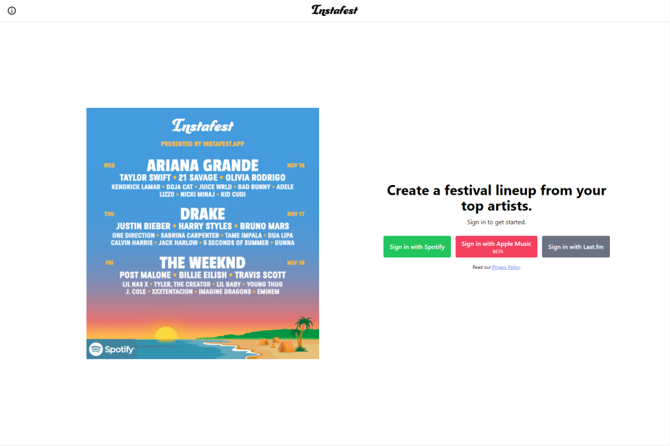 Como criar seu Spotify Instafest